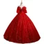 Charmant Bordeaux Paillettes Robe De Bal 2021 Robe Boule Bustier Manches Courtes Dos Nu Perlage Ceinture Longue Promo Robe De Ceremonie