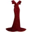 Scintillantes Bordeaux Perlage Paillettes Robe De Soirée 2021 Trompette / Sirène V-Cou Manches Courtes Dos Nu Noeud Train De Balayage Robe De Ceremonie