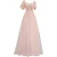 Charming Beading Sequins Pearl Pink Prom Dresses 2021 A-Line / Princess Square Neckline Lace Short Sleeve Floor-Length / Long Formal Dresses