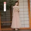 Modest / Simple Dusky Pink Bridesmaid Dresses 2021 A-Line / Princess Short Sleeve Floor-Length / Long Wedding Party Dresses