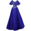 Élégant Bleu Roi Robe De Bal 2021 Princesse V-Cou Manches Courtes Dos Nu Perlage Paillettes En Dentelle Fleur Longue Robe De Ceremonie
