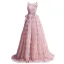 Chic / Belle Rougissant Rose Volants en Cascade Robe De Bal 2021 Princesse Encolure Dégagée Perlage Perle Paillettes En Dentelle Fleur Sans Manches Dos Nu Longue Robe De Ceremonie