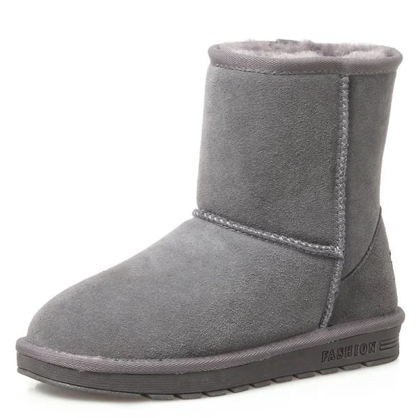 Modest / Simple Womens Boots 2017 Black Leather Mid Calf Suede Casual Winter Flat Snow Boots