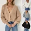 Confortable Tomber Hiver Désinvolte Blanche Tricot Chandails 2021 V-Cou Manches Longues Coton Ample Femme Hauts