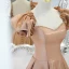 Élégant Champagne Robe De Bal Princesse 2021 Encolure Carrée Volants Manches Courtes Dos Nu Longue Robe De Ceremonie