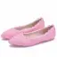 Chic / Beautiful White Pearl Lace Flower Flat Wedding Shoes 2021 Pointed Toe Wedding