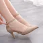 Chic Doré Paillettes Chaussure De Mariée 2021 Bride Cheville 7 cm Talons Épais À Bout Pointu Promo Talons Hauts
