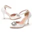 Chic / Beautiful White Rhinestone Prom Womens Shoes 2021 Ankle Strap 7 cm Stiletto Heels Pointed Toe Womens Shoes High Heels