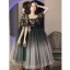 Fashion Black Homecoming Printing Graduation Dresses 2021 A-Line / Princess Square Neckline Short Sleeve Tea-length Formal Dresses