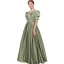 Elegant Sage Green Birthday Flower Girl Dresses 2021 A-Line / Princess Satin V-Neck Short Sleeve Floor-Length / Long Flower Girl Dresses