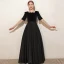 Elegant Black Birthday Suede Party Dresses Flower Girl Dresses 2021 A-Line / Princess Square Neckline Short Sleeve Floor-Length / Long Backless Bow Flower Girl Dresses
