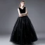 Charming Black Sequins Birthday Flower Girl Dresses Party Dresses 2021 Ball Gown V-Neck Sleeveless Floor-Length / Long Flower Girl Dresses