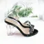 Sexy Transparent Champagne Crystal Womens Sandals 2021 Street Wear Ankle Strap Rhinestone 10 cm Thick Heels Open / Peep Toe Sandals High Heels