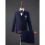 Mode Bleu Marine Manches Longues Costume Garçon Mariage 2021 Faux Diamant Noeud Cravate