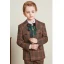 Fashion Brown Plaid Boys Wedding Suits 2021 Long Sleeve Body Jewellery Coat Pants Shirt Vest