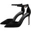 Fashion Black Street Wear Womens Sandals 2021 Leather Ankle Strap 10 cm Stiletto Heels Pointed Toe Sandals High Heels
