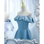 Simple Bleu Ciel Satin Robe De Bal 2021 Princesse De l'épaule Manches Courtes Longue Robe De Ceremonie