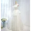 Elegant Ivory Satin Prom Dresses 2021 A-Line / Princess Strapless Sleeveless Backless Bow Prom Floor-Length / Long Formal Dresses