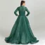 Haut de Gamme Noire Robe De Soirée 2021 Trompette / Sirène Col Haut Fait main Perlage Paillettes Ceinture Manches Longues Longue Soirée Robe De Ceremonie