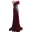Haut de Gamme Bordeaux Daim Robe De Soirée 2021 Trompette / Sirène Encolure Dégagée Perlage Faux Diamant Paillettes Soirée Manches Courtes Train De Balayage Robe De Ceremonie