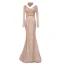 Haut de Gamme Doré Perlage Faux Diamant Paillettes Robe De Soirée 2021 Trompette / Sirène V-Cou Manches Longues Dos Nu Longue Soirée Robe De Ceremonie