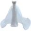 Luxus / Herrlich Weiß Perlenstickerei Strass Brautkleider / Hochzeitskleider 2021 Meerjungfrau Bandeau Ärmellos Rückenfreies Kapelle-Schleppe Hochzeit