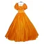 Vintage / Retro Ball Gown Green Satin Prom Dresses 2021 Square Neckline Short Sleeve Backless Floor-Length / Long Formal Dresses