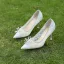 Elegant Grey Lace Flower Wedding Shoes 2022 8 cm Stiletto Heels Pointed Toe Wedding Pumps High Heels