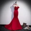 Sexy Burgundy Beading Pearl Evening Dresses 2022 Trumpet / Mermaid Satin Halter Bow Sleeveless Backless Floor-Length / Long Formal Dresses