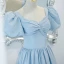 Chic / Beautiful Sky Blue Prom Dresses 2021 A-Line / Princess Square Neckline Short Sleeve Backless Floor-Length / Long Formal Dresses