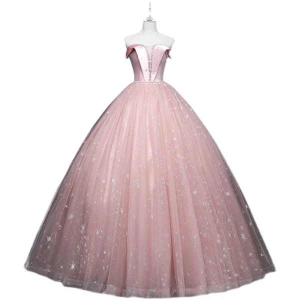 Elegante Pink Ballkleider 2022 Bandeau Perlenstickerei Perle Pailletten Ärmellos Rückenfreies Lange Festliche Kleider