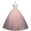 Elegante Pink Ballkleider 2022 Bandeau Perlenstickerei Perle Pailletten Ärmellos Rückenfreies Lange Festliche Kleider