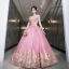 Chic / Belle Ethnique Rose Bonbon Robe De Bal 2022 Robe Boule De l'épaule Perlage Perle Paillettes En Dentelle Fleur Manches Courtes Dos Nu Longue Robe De Ceremonie