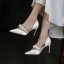 Charming White Pearl Appliques Wedding Shoes 2022 Leather 12 cm Stiletto Heels Pointed Toe Wedding Shoes High Heels