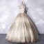 Sparkly Champagne Beading Sequins Prom Dresses Prom Dresses 2021 Ball Gown Scoop Neck Sleeveless Backless Floor-Length / Long Formal Dresses