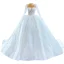 High End Weiß Handgefertigt Perlenstickerei Pailletten Brautkleider / Hochzeitskleider 2022 Ballkleid Stehkragen Lange Ärmel Königliche Schleppe