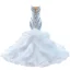 Luxury / Gorgeous High-end White Cascading Ruffles Beading Pearl Rhinestone Sequins Wedding Dresses 2022 Trumpet / Mermaid Spaghetti Straps Sleeveless Backless Court Train