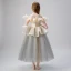 Elegant Champagne Sequins Cascading Ruffles Flower Girl Dresses 2022 Ball Gown Scoop Neck Short Sleeve Floor-Length / Long Birthday Flower Girl Dresses