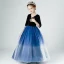 Elegant Navy Blue Gradient-Color Sequins Flower Girl Dresses 2022 Ball Gown V-Neck 1/2 Sleeves Floor-Length / Long Birthday Flower Girl Dresses