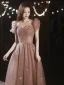 Charmant Rose Bonbon Glitter Faux Diamant Robe De Bal 2022 Princesse De l'épaule Manches Courtes Dos Nu Longue Robe De Ceremonie