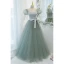 Mode Vert Citron Robe De Bal 2022 Robe Boule Encolure Carrée Gonflée Manches Courtes Dos Nu Noeud Ceinture Longue Robe De Ceremonie