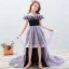 Chic / Beautiful Lavender Sequins Birthday Flower Girl Dresses 2022 A-Line / Princess Scoop Neck Ruffle Short Sleeve Court Train Flower Girl Dresses