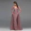 Haut de Gamme Rose Sombre Perlage Paillettes Robe De Soirée 2022 Trompette / Sirène Col v profond Ceinture Manches Longues Dos Nu Longue Soirée Robe De Ceremonie
