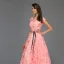 Chic / Beautiful Candy Pink Leaf Lace Prom Dresses 2022 A-Line / Princess Scoop Neck Sleeveless Floor-Length / Long Formal Dresses