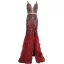 Haut de Gamme Bordeaux Perlage Faux Diamant Gland Robe De Soirée 2022 Trompette / Sirène Col v profond Sans Manches Dos Nu Longue Robe De Ceremonie