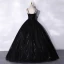 Chic / Belle Noire Perlage Paillettes Robe De Bal 2021 Robe Boule Bretelles Spaghetti Sans Manches Dos Nu Longue Robe De Ceremonie