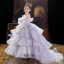 Fashion Lavender Sequins Cascading Ruffles Birthday Flower Girl Dresses 2022 Ball Gown Scoop Neck Puffy Long Sleeve Floor-Length / Long Flower Girl Dresses