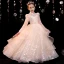 Sparkly Champagne Birthday Beading Rhinestone Sequins Flower Girl Dresses 2022 Ball Gown High Neck Long Sleeve Cascading Ruffles Floor-Length / Long Flower Girl Dresses