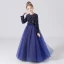 Chic / Beautiful Burgundy Sequins Birthday Flower Girl Dresses 2022 A-Line / Princess Scoop Neck Sash Bow Long Sleeve Floor-Length / Long Flower Girl Dresses