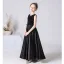 Chic / Beautiful Black Sequins Satin Birthday Flower Girl Dresses 2022 A-Line / Princess Scoop Neck Sleeveless Sash Floor-Length / Long Flower Girl Dresses